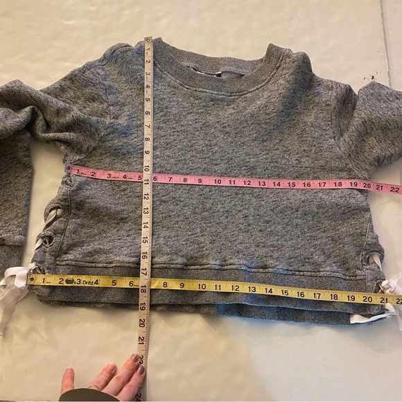 Derek Lam 10 Crosby Sweatshirt Womens Size Medium Large 12 Pullover Gray Lace Up - Picture 8 of 9